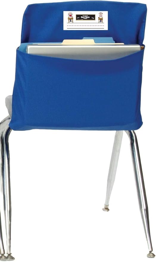 Seat Sack 17" Large Chair Storage Pocket , Blue - Perfect Over the Chair Pocket Organizer for Classroom Chairs and Desks, Durable and Spacious