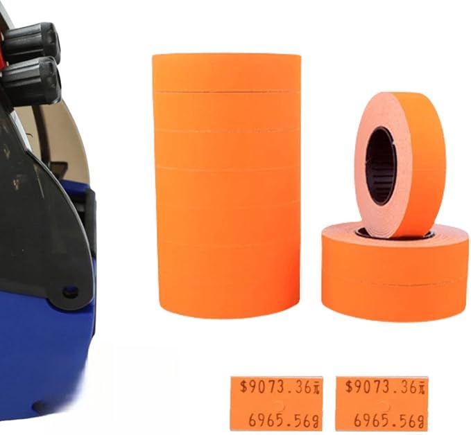 MX-6600 Price Gun Labels, 2 Line Pricemarker Labels Paper for Price and Date Guns, Suitable for MX-6600, MX-6602, G6000, YH-689, 5000pcs-10 Roll (Without Gun) Orange