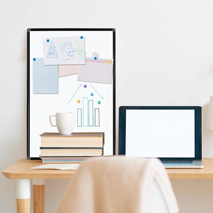Large Dry Erase White Board - 44 X 32 Inches Magnetic Hanging Whiteboard for Wall with Black Aluminum Frame for Home, Classroom,Office