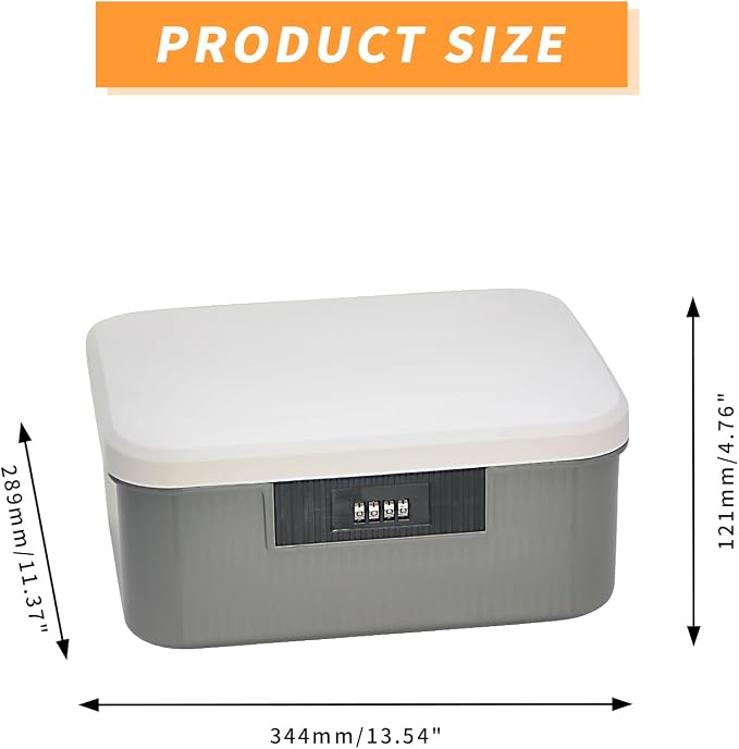 AnRui 4.2 Gallon Lockable Storage Container Bin, Portable Plastic Safe Box with Lock Usable As Item Organizer, Art Craft Or Office File Storage (White&Grey)