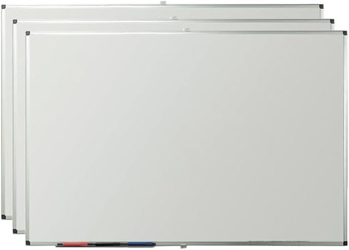 VIZ-PRO Porcelain Magnetic Dry-Erase Whiteboard, 24 X 18 Inches, 3 Pack, Silver Aluminiuim Frame