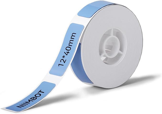 NIIMBOT Label Maker Tape for D11/D110/D101 Label Maker, 12 x 40 mm (0.47'' x 1.57'') for Home Office Labeling Tape Replacement, Blue