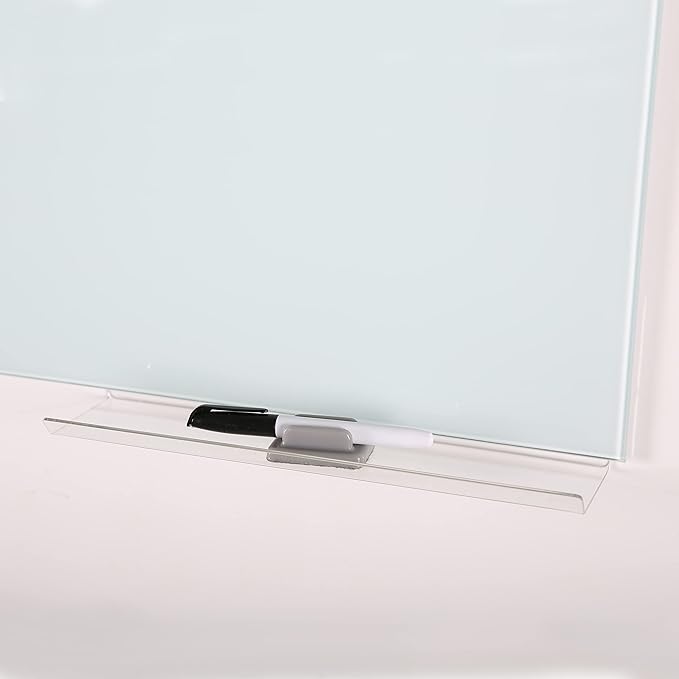M&T Displays Wall Mounting Tempered Glass Dry Erase Write On Board Set Clear with Whiteboard Marker 4 Magnetic Pins for Office School Home Kids (17.72x17.72 inch)