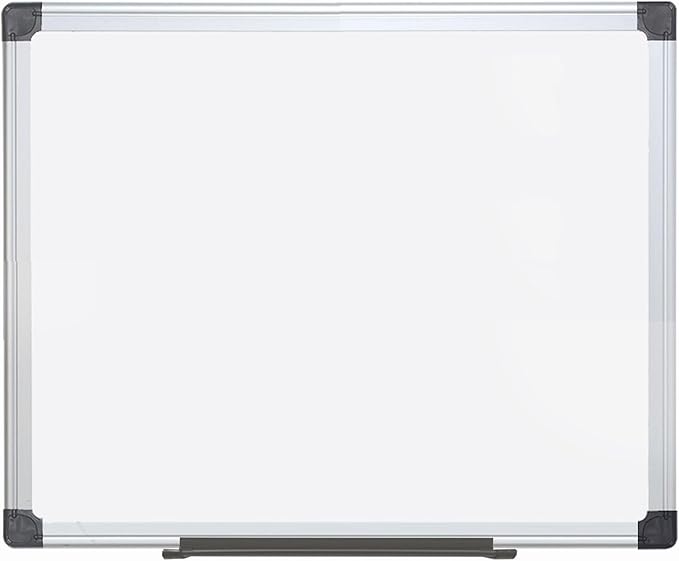 MasterVision Maya Series 48" x 96" Double Sided Melamine Dry Erase White Board with Snap-On Marker Tray, Aluminum Frame, Easy 4-Corner Mounting for Vertical or Horizontal Use
