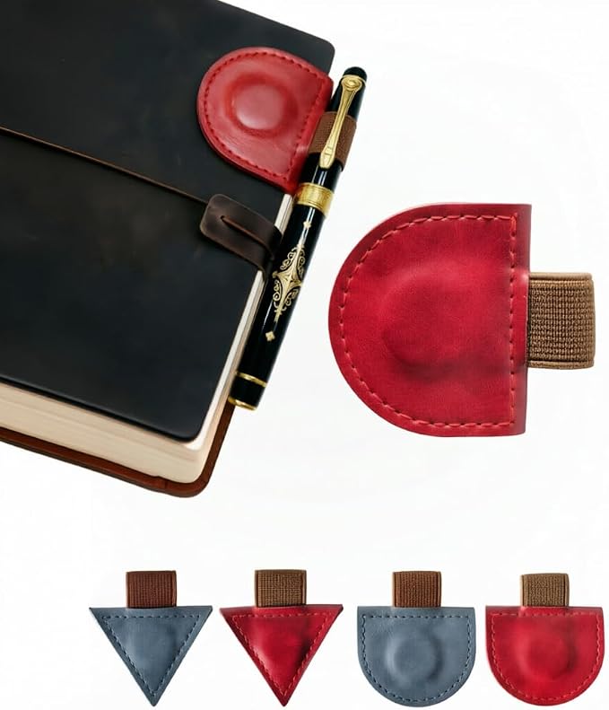 Vintage Mark Bookmark with Pen Holder, Magnetic Leather Bookmarks for Men Women Kids Book Lovers, Personalized Magnet Bookmark Clip Page Markers for Student Teacher Gifts Reading Accessories