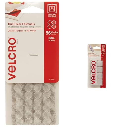 VELCRO Brand - Thin Clear Fasteners | General Purpose/Low Profile | Perfect for Home & Sticky-Back Fasteners, Removable Adhesive, 0.88" X 0.88", White, 12/Pack