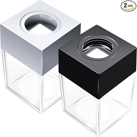 grwanpen®Extra Large Magnetic Paper Clip Dispenser – 500 Clip Capacity, Heavy-Duty Magnetic Desktop Organizer for Office, Home Office & School Supplies – Efficient Organization,White and Black,2-Pack