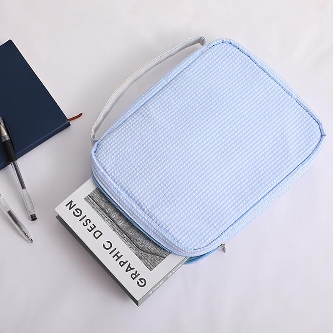 Bible Covers for women, Bible Case, Bible Bag with Top Handle, Stripe Bible Bag Proteceive Book Case, Bible carrying Church Bag for Christian Gifts(Blue)