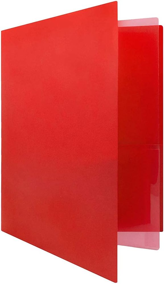 JAM PAPER Heavy Duty Plastic Multi Pocket Folders - 4 Pocket Organizer - Red - 2/Pack