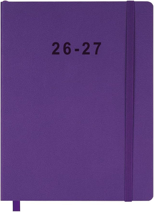 26-27 Academic Planner - Weekly and Monthly Planner, Jul 2026 - Jun 2027, Vegan Leather Cover, Elastic Closure, 8.5"x11", Purple