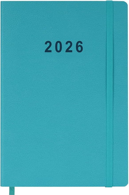2026 Planner - Weekly and Monthly Planner, Jan 2026 - Dec 2026, Holidays, Contacts and Notes Pages, Vegan Leather Cover, Elastic Closure, 5.5”x8.25”, Teal