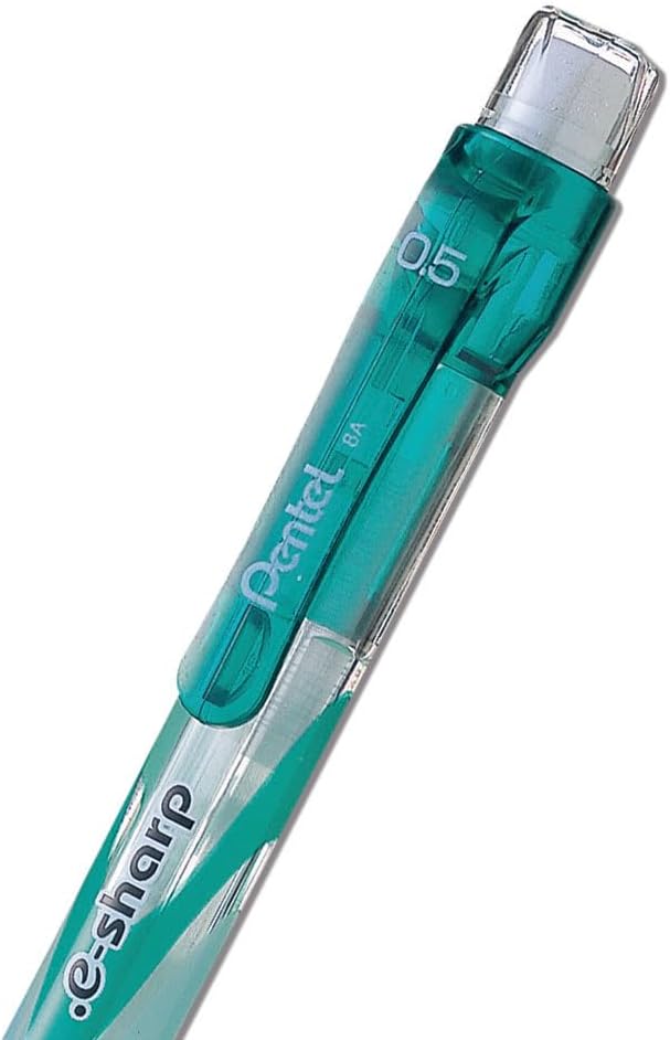 Pentel E-Sharp Automatic Pencil, 0.5mm, Green Accents, Box of 12 (AZ125D)