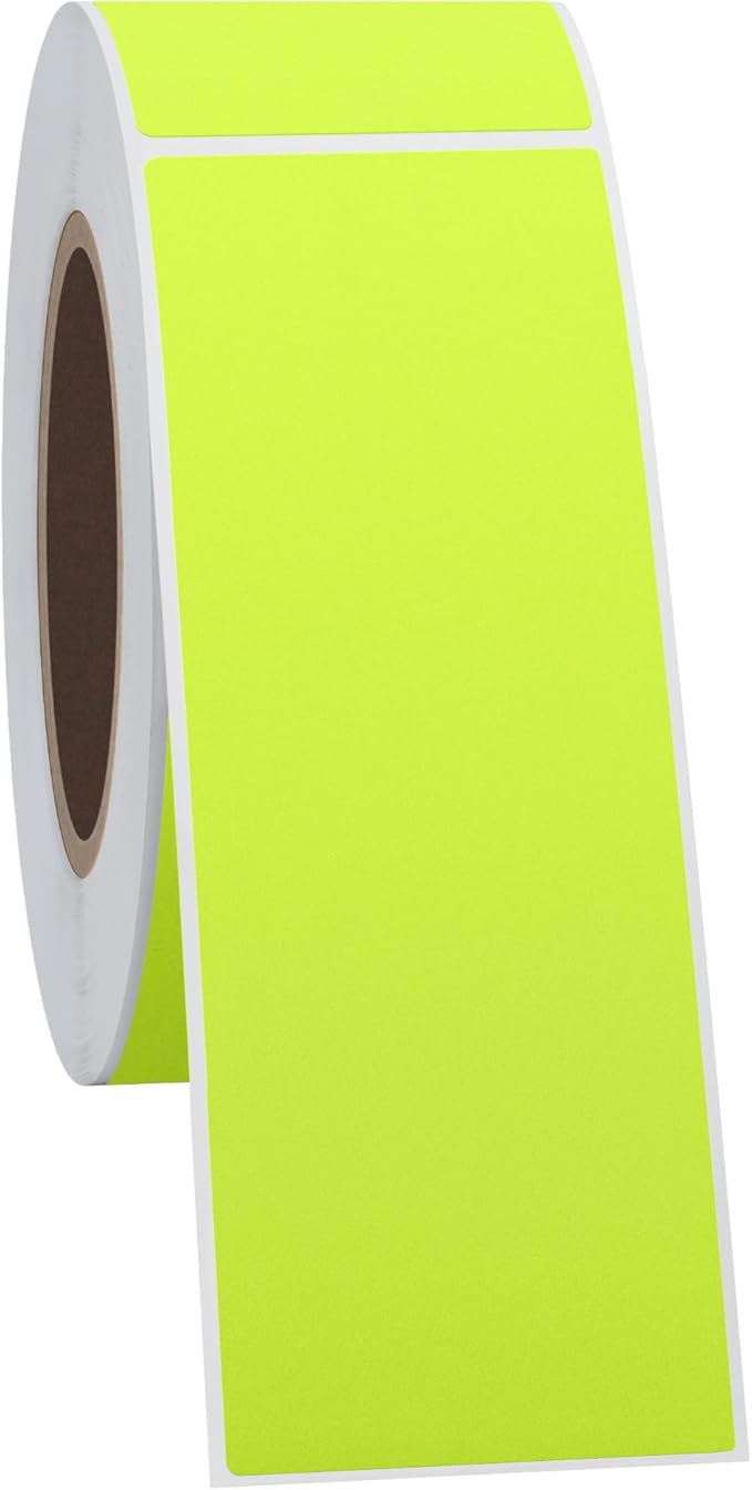 Hybsk 1x3 Inch Color-Code Labels Fluorescent Yellow Sticker Rectangle 500 Labels Per Roll (Fluorescent Yellow)