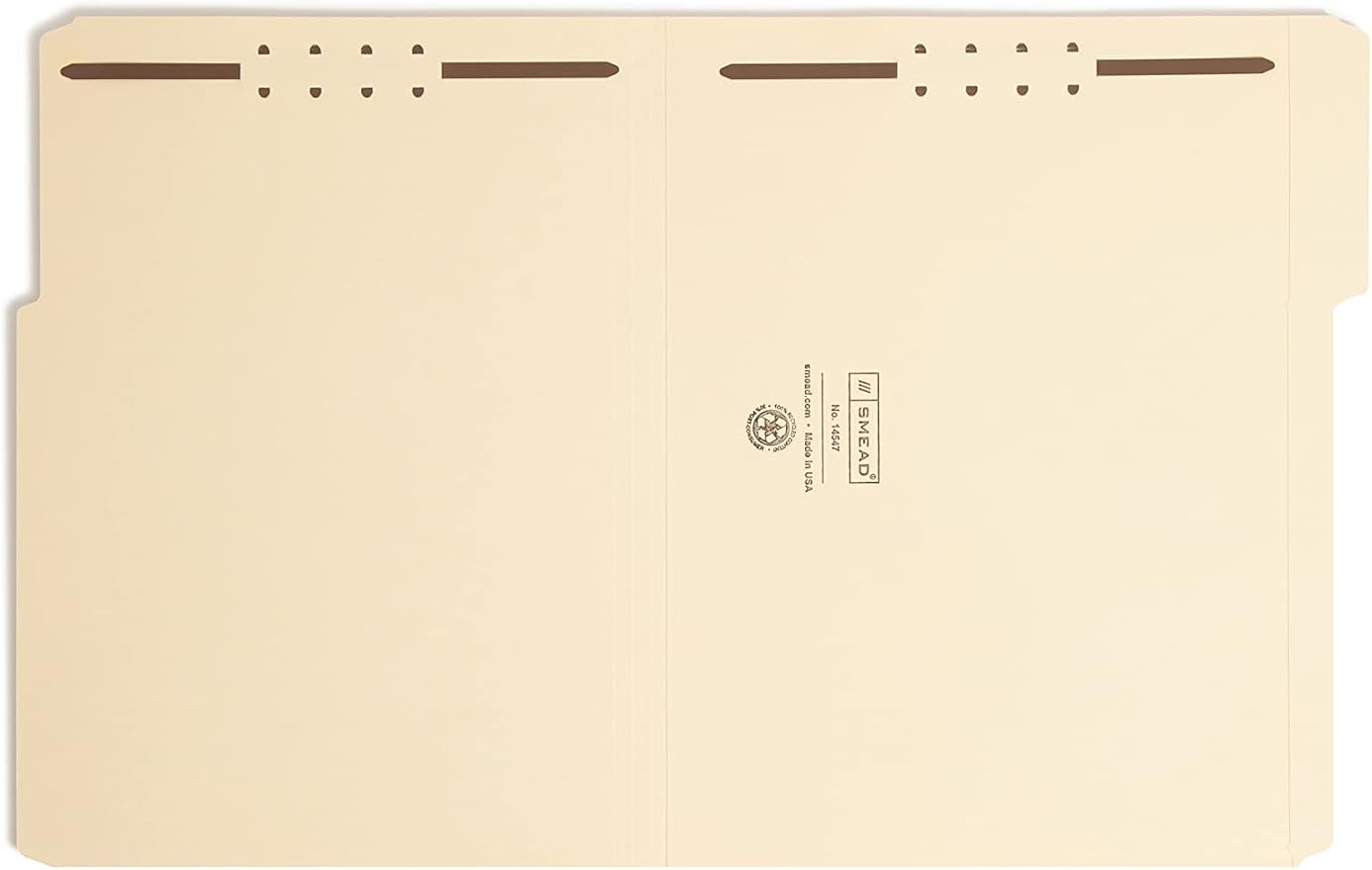 Smead 100% Recycled Fastener File Folder, 2 Fasteners, Reinforced 1/3-Cut Tab, Letter Size, Manila, 50 per Box (14547)