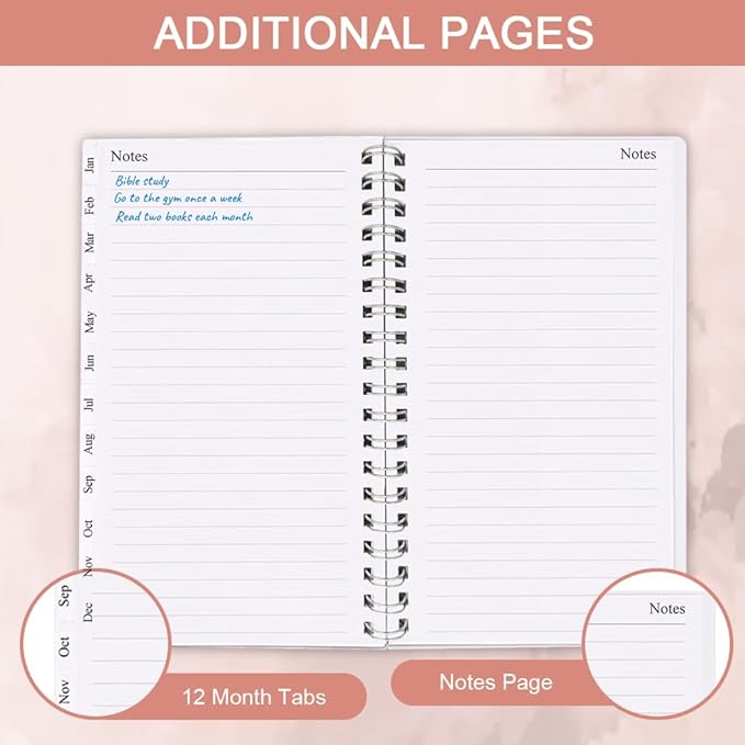 2026 Pocket Planner/Calendar - January 2026 - December 2026, A6 Weekly & Monthly Organizer Notebook & Journal to Track Goals, Easy to Organize Your Daily Life, 3.75" x 6.75", Pink