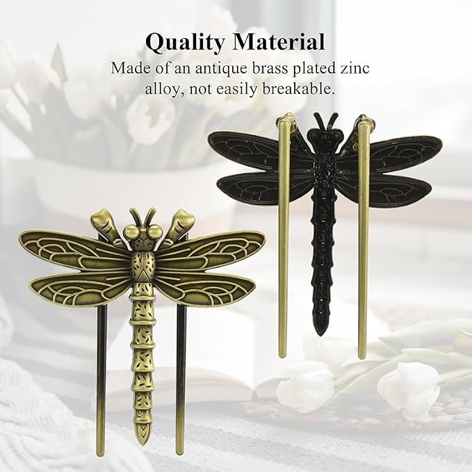 Vintage Book Page Holder Metal Dragonfly Book Clips Bookmark Free Your Hands Book Marker Clip Effortlessly Hold Open While Reading Writing Gift for Book Lovers, Writers