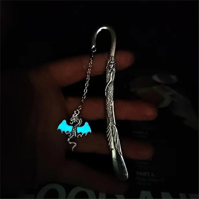 Luminous Bookmark, Retro Glow in The Dark Reading Bookmarks for Women Men Lovers,Book Markers with Pendant Holiday Gifts