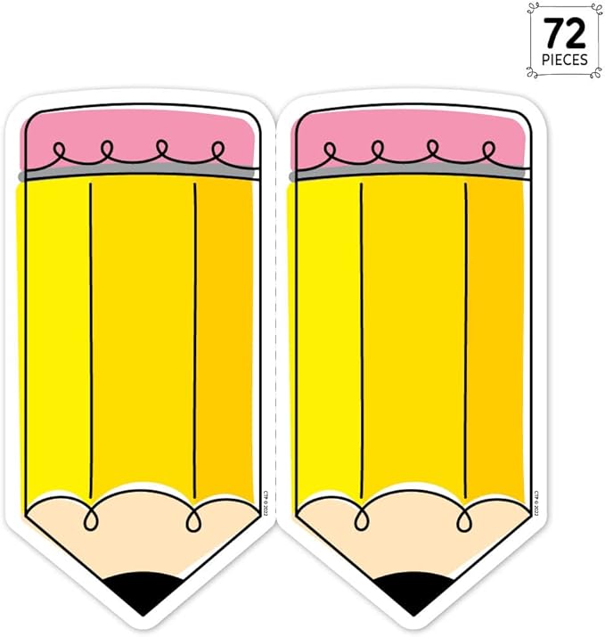 CTP Doodle Pencil 6" Cut-Outs Learning Décor Accents for Classroom (Creative Teaching Press 10681)