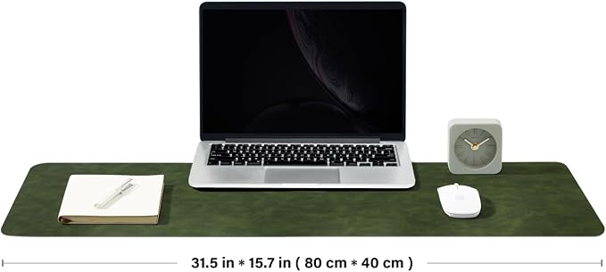 Distressed Leather Desk Mat - Non-Slip PU Desk Pad for Office and Home - Desk Organization and Accessories - Ideal for Large Mouse Pad and Desk Mats on Top of Desks(Forest Green,31.5"x 15.7")