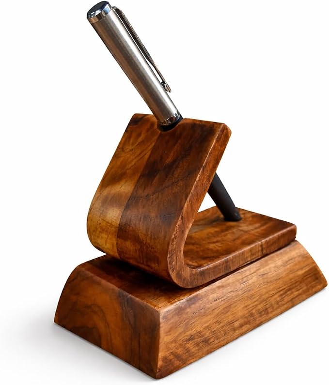 HOMORA Handcrafted Wooden Pen Stand for Office Desk - Premium Solid Wood Desk Organizer | Elegant Tabletop Pen Holder for Home, Office & Study – Ideal Gift