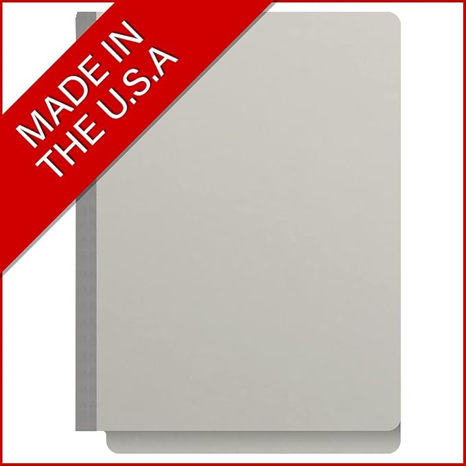 25 Pt. Pressboard Classification Folders, Full Cut End Tab, Letter Size, No Dividers, Light Gray (Box of 25)
