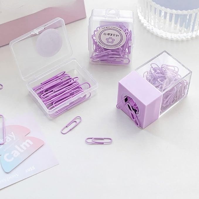 Paper Clip Dispenser Holder,Desk Organizer with Magnetic Top for Office and School Multi-Use Clips and Binder Clips Holder Portable Square Desktop Paper Clip Storage Box Office Supplies（Pink ）