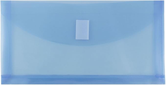 JAM PAPER Plastic Expansion Envelopes with Hook & Loop Closure - #10 Booklet Wallet - 5 1/4 x 10 with 1 Inch Expansion - Assorted Colors - 12/Pack