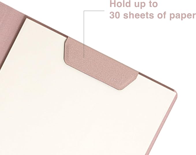LHiDS Creative Magnetic Business Portfolio Lite Resume Padfolio Organizer with Clipboard, Paper Clip, Writing Pad, Pen/Card Holder, Magnetic Closure for Work, School and More (Rose Pink, A4/Letter)