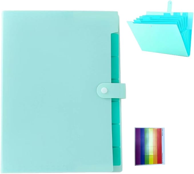 Green Accordion File Folder,8 Pockets Expanding File Organize with Labels,A4 Letter Size Paper Document Receipt Organizer Accordion Filing Folder for Classroom,Home,Office