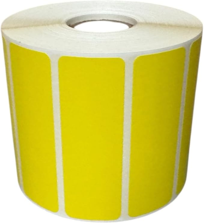 Labels and More Yellow 3x1 Inch Direct Thermal Labels 1" Core Self Adhesive No Ribbon Required 6 Rolls 7800 Total Labels Compatible with Desktop Zebra Printers