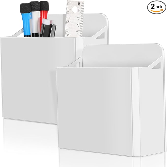 VILLCASE 2Pcs Suction Cup Pen Holder for Whiteboard Adjustable Dry Erase Marker Organizer for Office School Cabinet Space-Saving Pen Storage Box