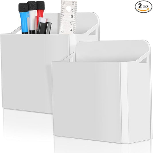 VILLCASE 2Pcs Suction Cup Pen Holder for Whiteboard Adjustable Dry Erase Marker Organizer for Office School Cabinet Space-Saving Pen Storage Box