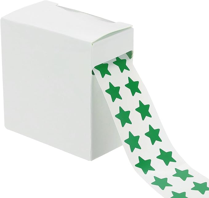 PATIKIL Star Stickers Roll 3/8", 1000 Pcs Self-Adhesive Reward Stickers for Classroom Teacher Supplies and DIY Craft, Green