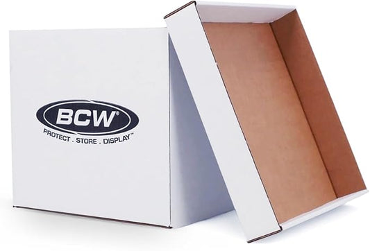 BCW Vinyl Record Storage Boxes – 2 Pack | Holds 65 LPs Each | Stackable Vinyl Record Storage Box with Reinforced Bottom & Handles | Archival Record Organizer for 12-Inch Albums, DJs & Collectors