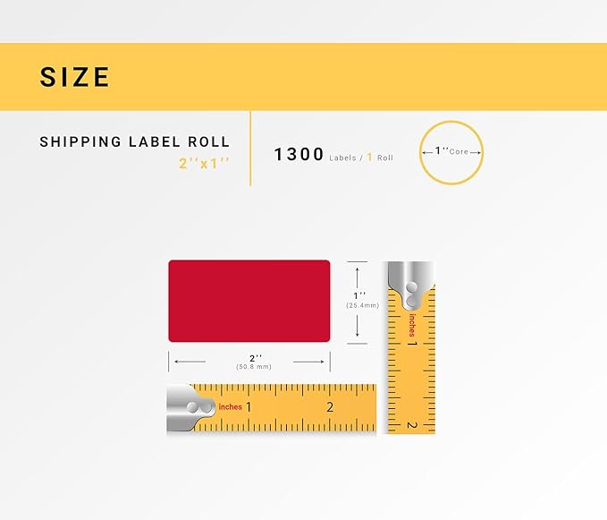 HOUSELABELS 2" x 1" Red Barcode Labels on 1" Core Compatible with Zebra and Rollo Printers, 20 Rolls / 1,300 Labels per Roll