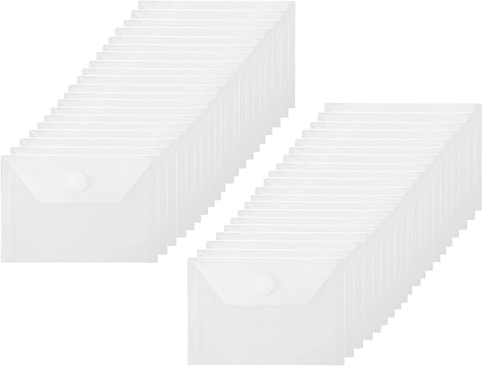 3x5 Plastic Envelopes Hook Loop Closure Coupon Receipt Storage Holder 40 Pack