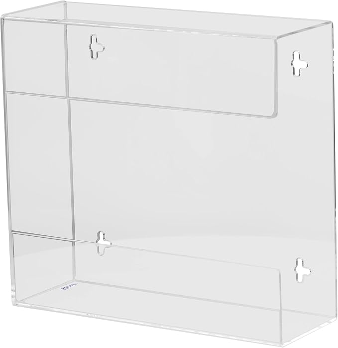 Kantek Wall Mounted Acrylic Glove Box Holder Dispenser, Double (2) Box Capacity, for Use in Food Service, Healthcare, Hospitals, Restaurants, 10.3" x 3.8" x 10.7", Clear