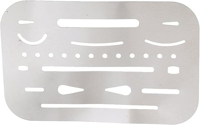 1Pc White 3.7''x2.4'' Stainless Steel Erasing Shield 26 Apertures Letter Craft Drawing Drafting Tool Convenient Handled，Drafting Tools and Drafting Kits，Education and Crafts