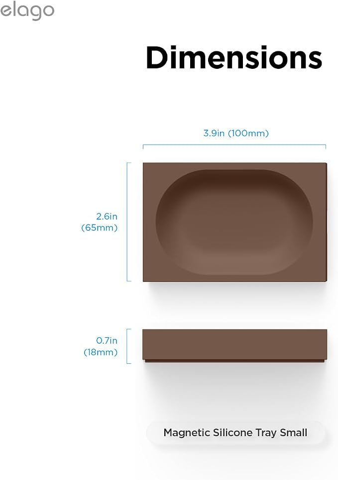 elago Smart Magnetic Desk Mat Pencil Tray – Soft Silicone Organizer for Office Supplies, AirPods, Glasses, Pens – Noise-Free, Non-Slip, Washable, Item for Desk Management [Small] (Brown)