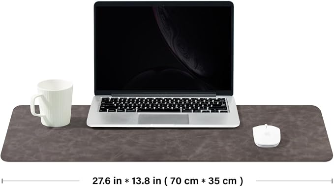 Distressed Leather Desk Mat - Non-Slip PU Desk Pad for Office and Home - Desk Organization and Accessories - Ideal for Large Mouse Pad and Desk Mats on Top of Desks(Slate Gray,27.6"x 13.8")