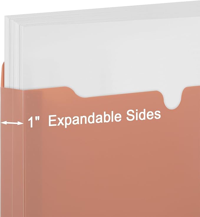 gisgfim 16 Pack Plastic File Jackets Letter Size, 1 inch Expanding File Pockets Reinforced Heavy Duty File Folder Jackets for Office, School Document Organizer (Morandi)