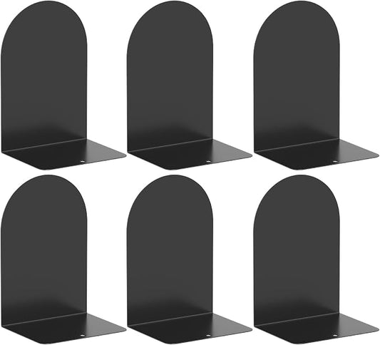 Bookend 6 Pieces, Metal Round Bookends for Shelves, Book Ends to Hold Books for Desk, Book Stopper for Home Office