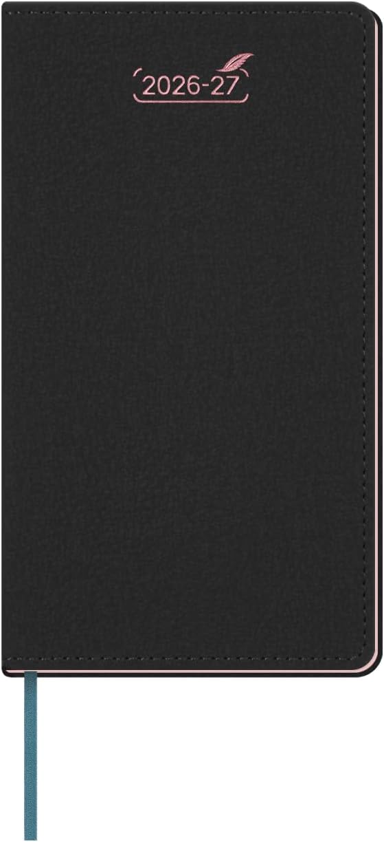 BEZEND Pocket Monthly Planner 2026 2027 Extra Thin & Light (Slim 3.5" x 6.5"), 18-Month Academic Mini Calendar (Jul 26 - Dec 27), Ideal for Students & Professionals, PU Leather Softcover - Black
