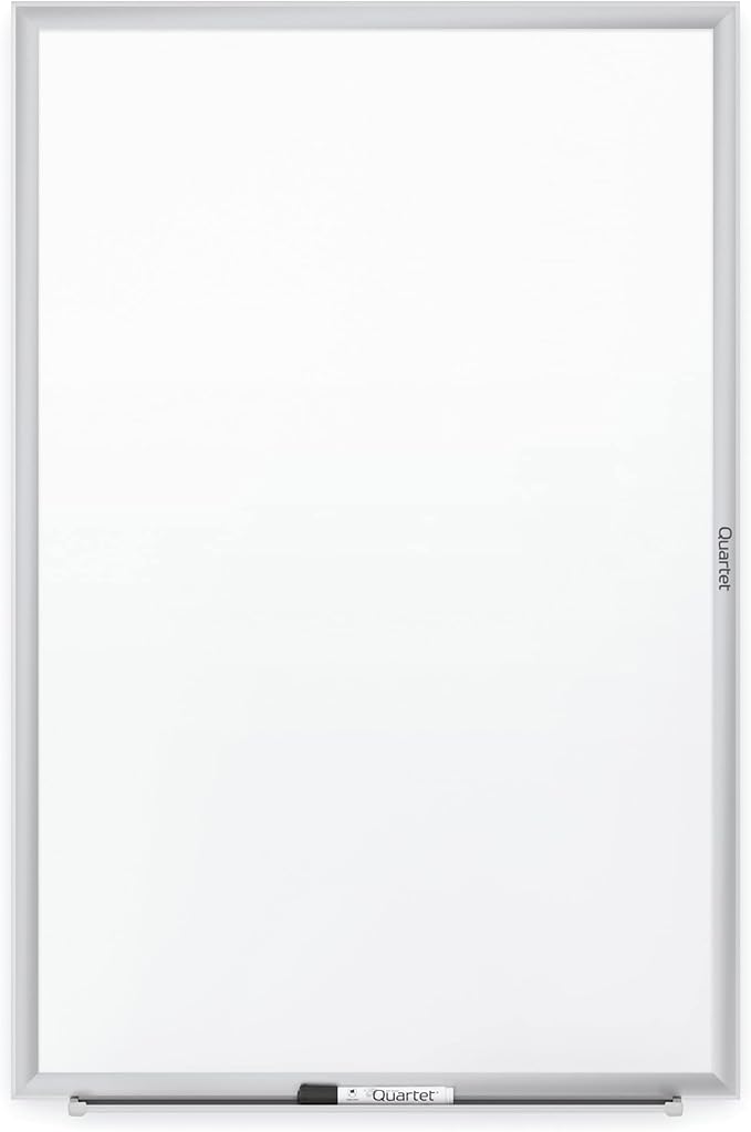 Quartet Dry Erase White Board 36"W x 24"H Non-Magnetic Whiteboard, Total Erase, Silver Aluminum Frame (S533)