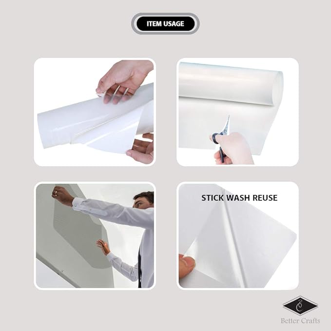 Transparent Dry Erase Film - Removable - Great for- for Walls, Doors, Tables, Cabinets, and More! (24" x 12")