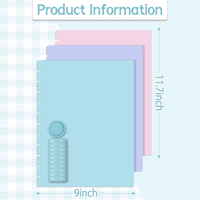 gisgfim 5 Set Discbound Notebook Cover and Disc Set 8.5 x 11.75 inch Inch Poly Cover with Disc Discbound Notebook Accessories for School Office Subject Document (Macaron Color)