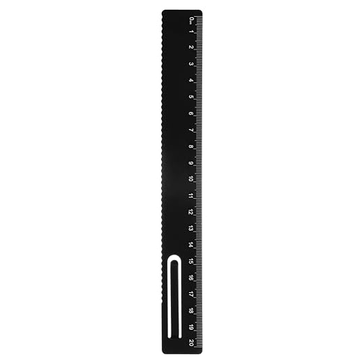 HARFINGTON Straight Ruler 20cm Metric Metal Aluminum Alloy Measuring Bookmark Clip Ruler Scale Tool for Measure Study Reading Classroom Office, Black