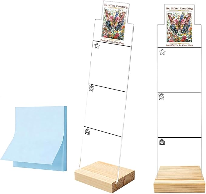 Monitor Memo Board Computer Monitor Memo Board Sticky Note Organizer Christian Gifts Acrylic Desk Accessories Removable Wooden Base Set Sticky Notes 100 Sheets 11.8×3.1 inches