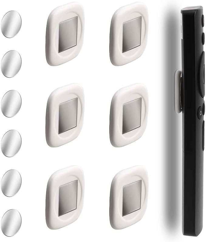 WALLFID 6-Pack Magnetic Remote Control Holder - Ultra-Slim, Wall Mount Organizer for Home, Office, and School, No Drilling Required, Versatile Storage Solution.(White)