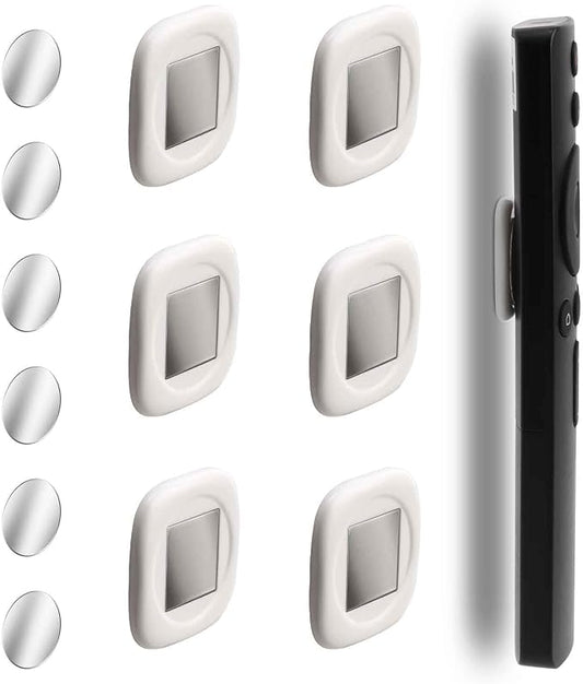WALLFID 6-Pack Magnetic Remote Control Holder - Ultra-Slim, Wall Mount Organizer for Home, Office, and School, No Drilling Required, Versatile Storage Solution.(White)